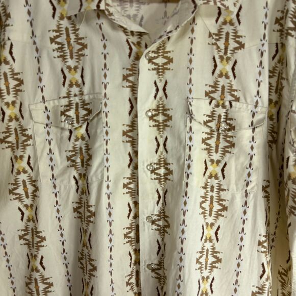 Mens Vintage Panhandle Slim Pearl Snap Western Aztec Shirt Short Sleeve XXL - Picture 3 of 14